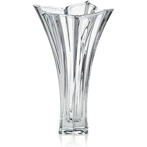 Crystal vase with floral pattern, 14 inches